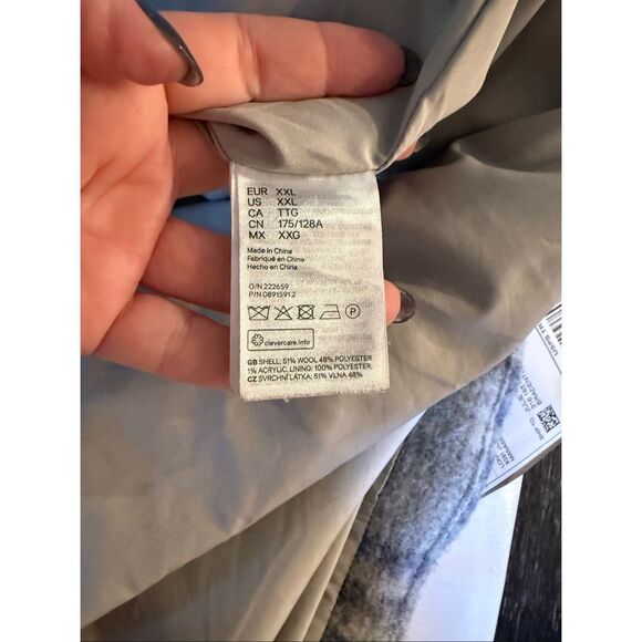 H&M Blue & Gray Long Wool Blend Shacket Coat sz XXL EUC - Picture 9 of 10